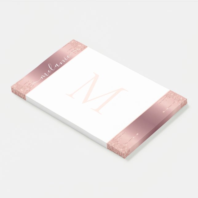 Lettre de nom personnalisée rose Gold Post-it® Not (Incliné)