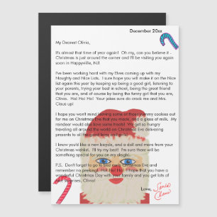 Lettre de Père Noël Canne à sucre au caramel Nom d