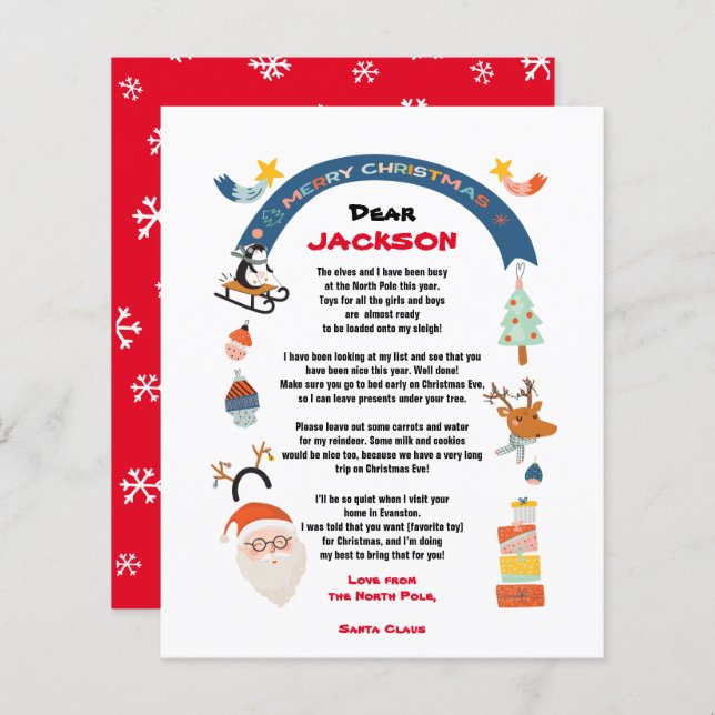 Lettre de Père Noël du Pôle Nord Noël (Devant / Derrière)