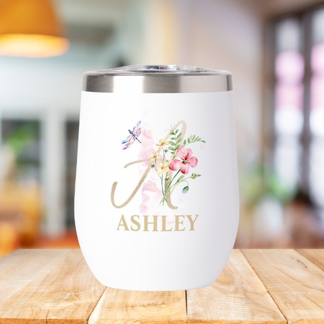 Lettre de script d'or A Monogramme Nom personnalis (Créateur téléchargé)