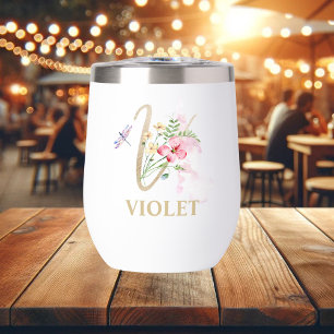 Lettre de script or V Monogramme Nom personnalisé