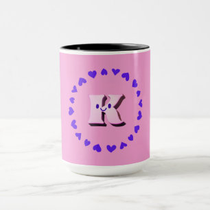 Lettre de sourire K Avec Coeurs Café Mug