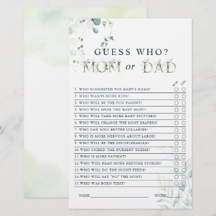 LETTRE D'OR Eucalyptus Maman ou Papa Baby shower J