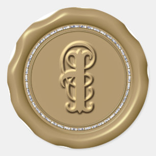 *~* Lettre d'or I Stickers de cire circulaire de d