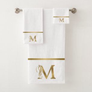 Lettre d'or monogramme de luxe M sur Blue