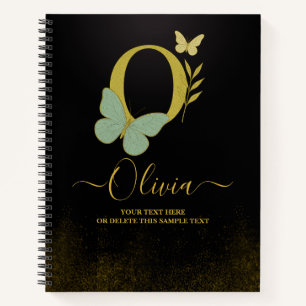 Lettre d'or O Carnet papillon Couverture