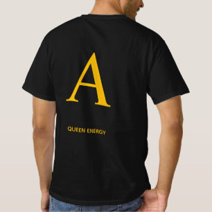 Lettre dorée  Un t-shirt Energy Queen – Noir Luxe 