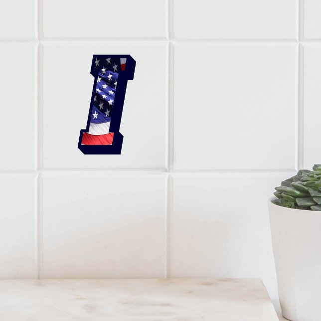 Lettre Drapeau Américaine "I" Grande Carreaux de c (American Flag Letter "I" Large Photo Ceramic Tile)