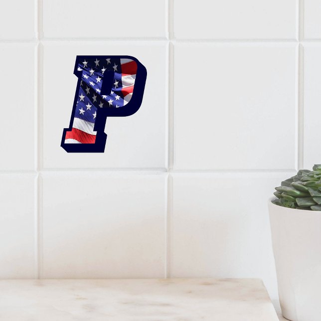 Lettre Drapeau Américaine "P" Grande Carreaux de c (American Flag Letter "P" Large Photo Ceramic Tile)
