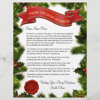 Lettre du bureau de Père Noël avec sceau - modifia