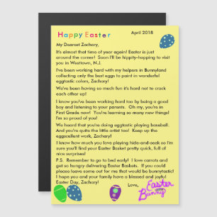Lettre du Lapin de Pâques Œufs Violets Bleus Verts