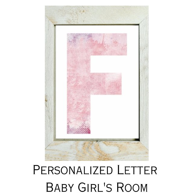 Lettre du nom de la fille F Poster d'aquarelle ros (Créateur téléchargé)