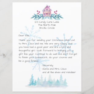 Lettre du Père Noël aquarelle neige