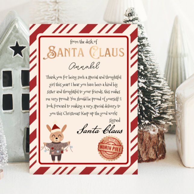 Lettre du Père Noël Cute Reindeer Imprimable (Créateur téléchargé)