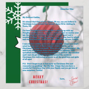 Lettre du Père Noël Ornement Vert Rouge