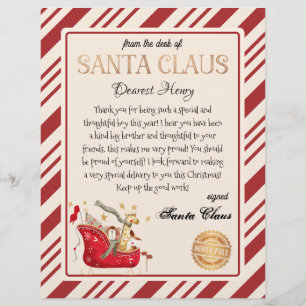 Lettre du Père Noël Plein traîneau Imprimable
