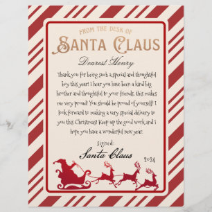 Lettre du Père Noël Plein traîneau Imprimable