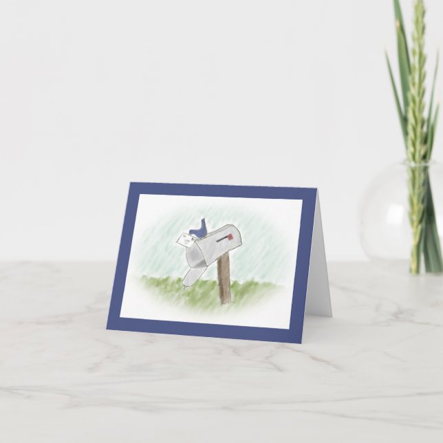 Lettre d'une carte de note aux oiseaux bleus (Devant)