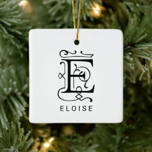 Lettre E Élégant Monogramme Ornement de Noël