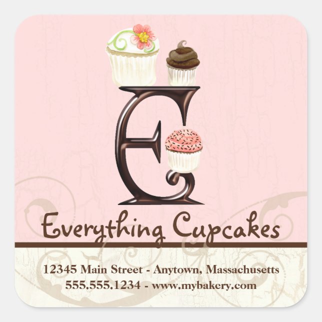 Lettre E Monogram Cupcake Logo Autocollants d'affa (Devant)