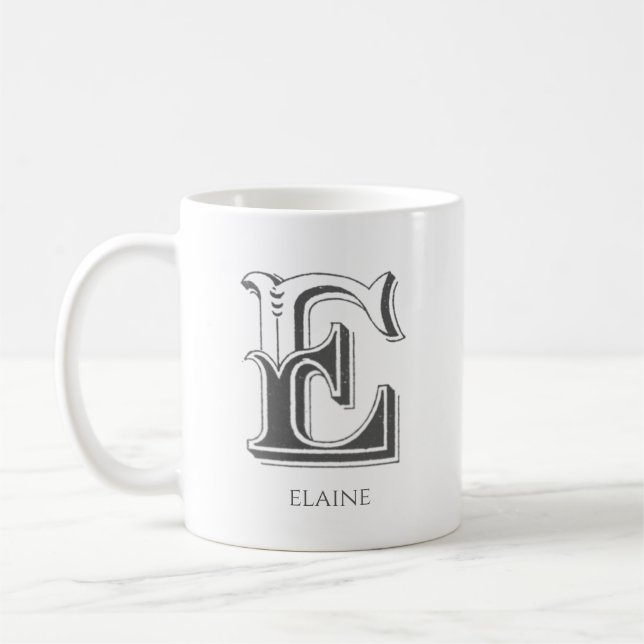 Lettre E Monogramme Nom moderne Café Mug (Gauche)