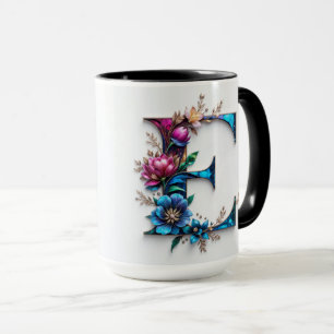 Lettre E Mug de café - Design floral pour le don