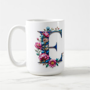 Lettre E Mug de café - Design floral pour le don