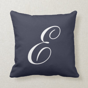 Lettre E Navy Coussin de monogramme bleu