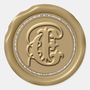 *~* Lettre E Stickers Cercle Diamant cire d'or