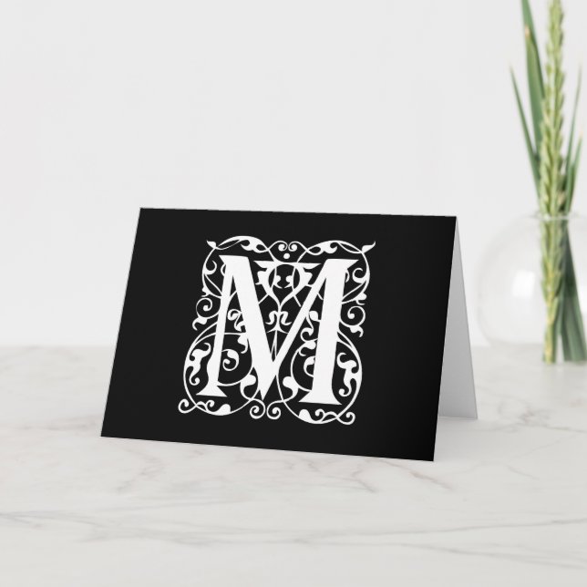 Lettre élégante M Blanc sur Monogramme noir (Devant)