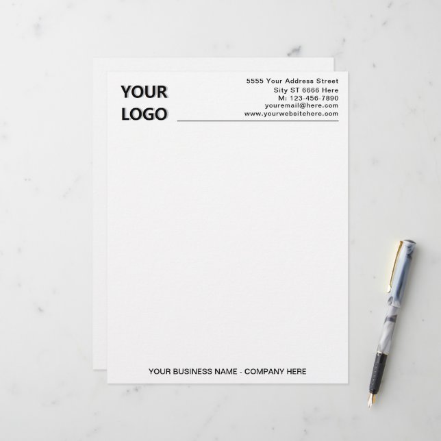 Lettre En-tête commercial du logo de votre entreprise ave (Devant/Arrière en situation)