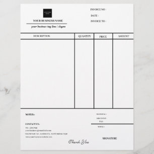 Lettre En-tête de la facture du logo de l'entreprise