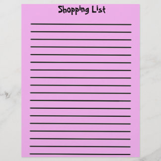 Lettre En-tête de la liste d'achat rose