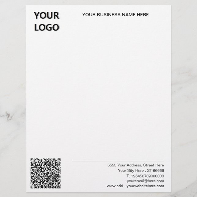 Lettre En-tête de l'adresse du logo et du code QR personn (Devant)