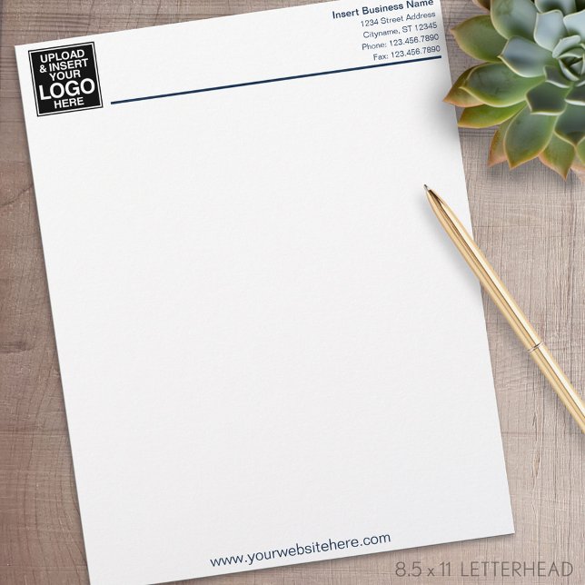 Lettre En-tête du bureau de base - Marine et Blanc (Personalized Letterhead )