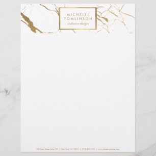 Lettre En-tête du concepteur de marbre blanc et or