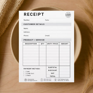 Lettre En-tête du logo de réception de paiement d'entrepr