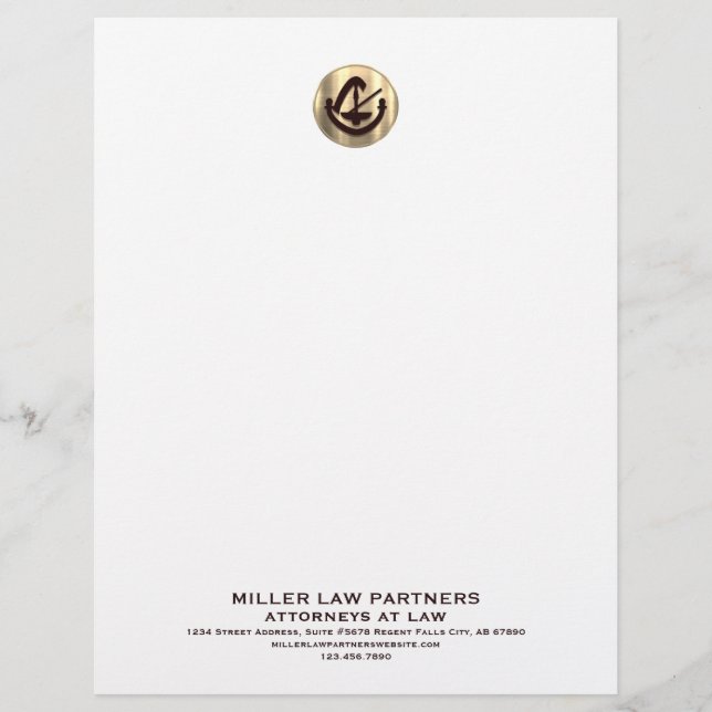 Lettre En-tête simple moderne de luxe pour les avocats (Devant)