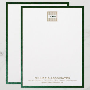 Lettre En-tête vert et or de luxe avec logo personnalisé
