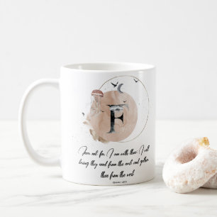 Lettre F, bible aquarelle citation mug