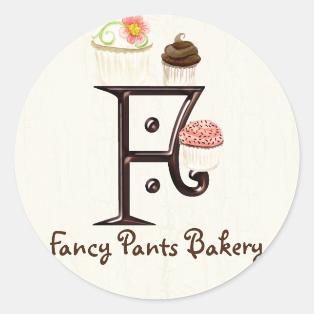 Lettre F Monogram Cupcake Logo Autocollants d'affa (Devant)