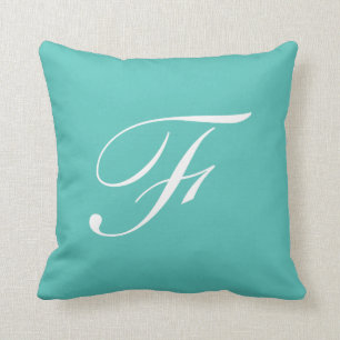 Lettre F Monogramme Turquoise Coussin