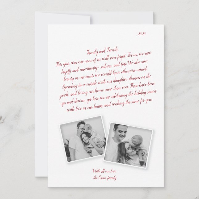 Lettre famille Rouge Script Coronavirus Carte de v (Devant)