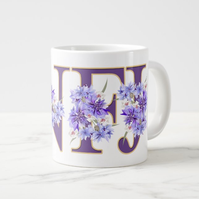 LETTRE FÉMININE INFJ Florale MBTI Géant Coffee Mug (Devant droit)