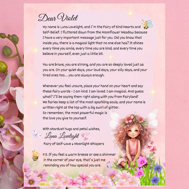 LETTRE FEMMES AUTO-CONFIANCE Magique (Personalized Self-Love Fairy Letter for Girls – Encouraging & Magical Gift)