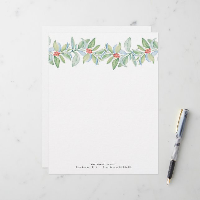 Lettre Festive de conception en-tête de Noël personnalisé (Devant/Arrière en situation)