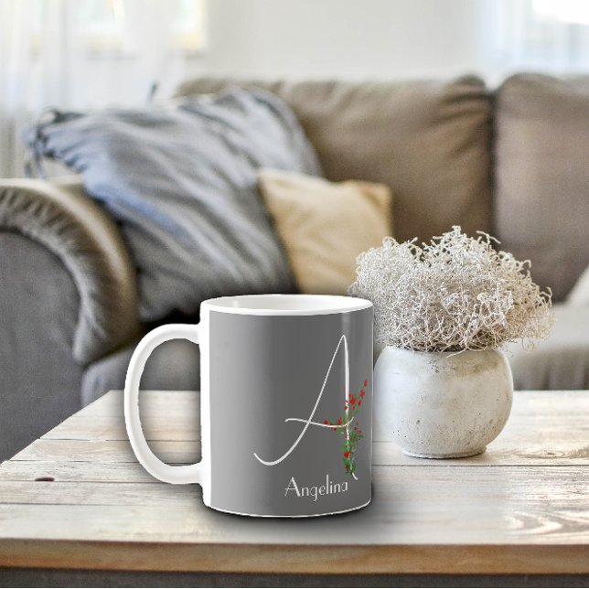 Lettre fleur sauvage d'aquarelle Une tasse de café (Créateur téléchargé)