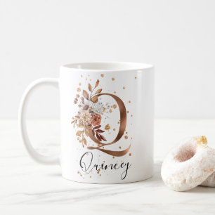 LETTRE FLEURIE COPER Q MONogramme Café Mug