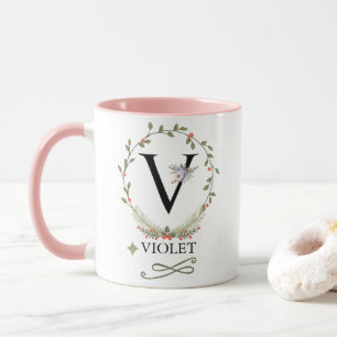 LETTRE FLEURIE COÛTE V MONogramme Mug