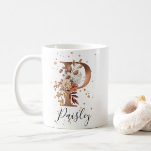 LETTRE FLEURIE DE COCOPIE P MONogramme Café Mug